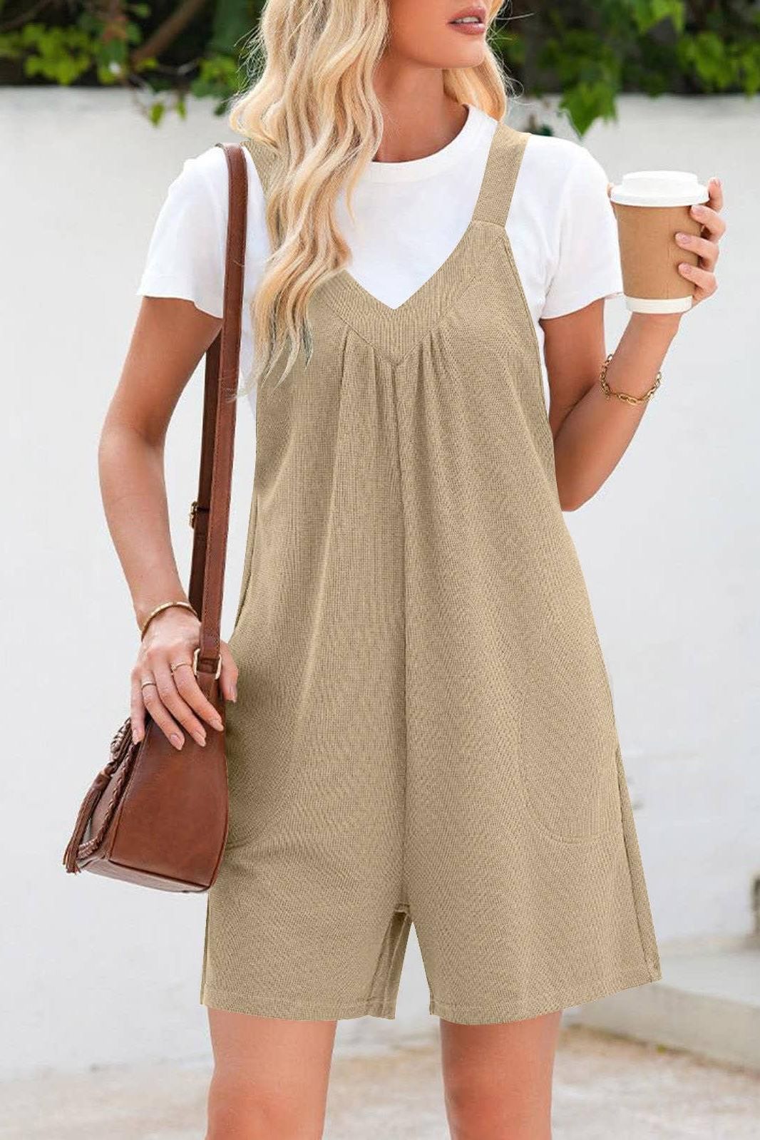 V-neck romper in Black 4523