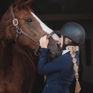 "Gallop" Horse & Bit Equestrian Accents in Rich Brown & Blue Hair Tie Bracelets: Medium