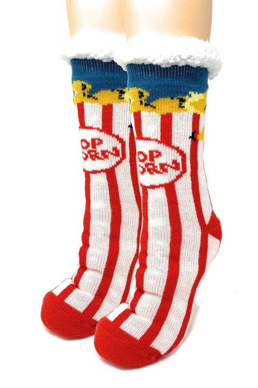 Box O' Popcorn | Women's Fuzzy Gripper Slipper Socks 9914