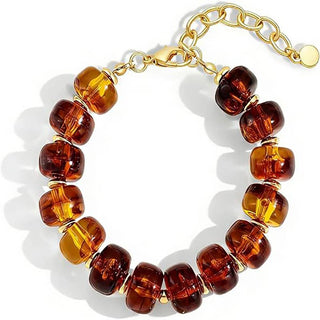 Resin Bead Bracelet Heart Charm Adjustable Wrist Jewelry: Color_01 / M