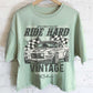 RIDE HARD LONG CROP TOP: STONE