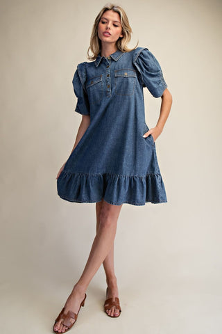 EASEL DINA DENIM DRESS 71929 (On Reorder)