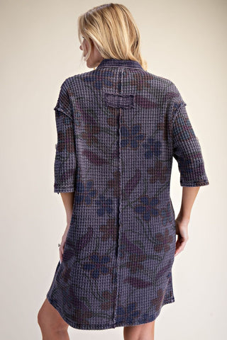 EASEL BLUEBERRY WAFFLE DRESS 72042