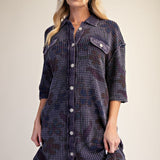 *EASEL BLUEBERRY WAFFLE DRESS 72042