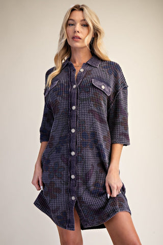 EASEL BLUEBERRY WAFFLE DRESS 72042