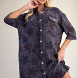 *EASEL BLUEBERRY WAFFLE DRESS 72042