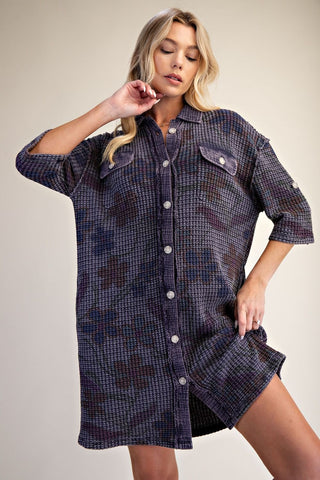 EASEL BLUEBERRY WAFFLE DRESS 72042