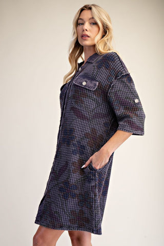 EASEL BLUEBERRY WAFFLE DRESS 72042