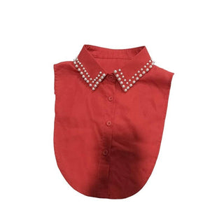 Diamond Studded Detachable Shirt Collar: Black / One Size