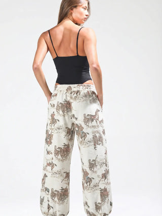 Corinne Horse Print Cowboy Sweatpant