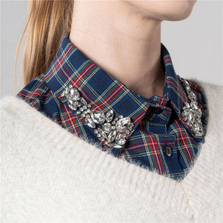 Diamond Studded Detachable Shirt Collar: LEOPARD / One_size