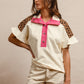 LEOPARD TRIM KNIT TOP