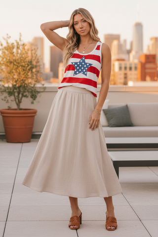 Crystal Striped Star Tank - Rooftop evening styling