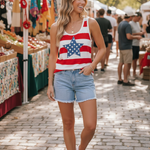 Crystal Striped Star Tank - Summer market styling