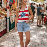 Crystal Striped Star Tank - Summer market styling