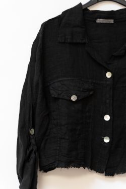 MADE IN ITALY LINEN FRAY EDGE JACKET 2233