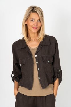 MADE IN ITALY LINEN FRAY EDGE JACKET 2233