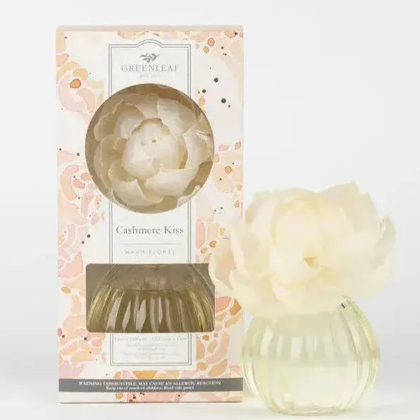 Greenleaf Cashmere Kiss candle in packaging on a white background