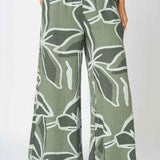 MADE IN ITALY LINEN LEAF PANT in OLIVE 8730