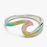 Ring with a colorful wavy design on a white background