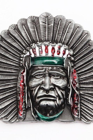 Indian Tribal Chief Head  Western Belt Buckle
