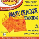 Savory Flaming Queso Party Cracker Seasoning packaging on a white background
