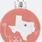 Waxahachie Texas State With Star See-Through Glass Ornament