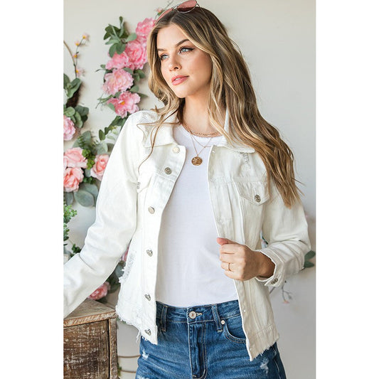 LORINDA DENIM jacket in WHITE 117