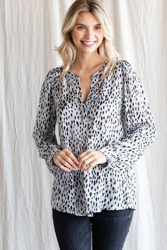 X JODIFL LONG SLEEVE TOP, 20355, GREY LARGE