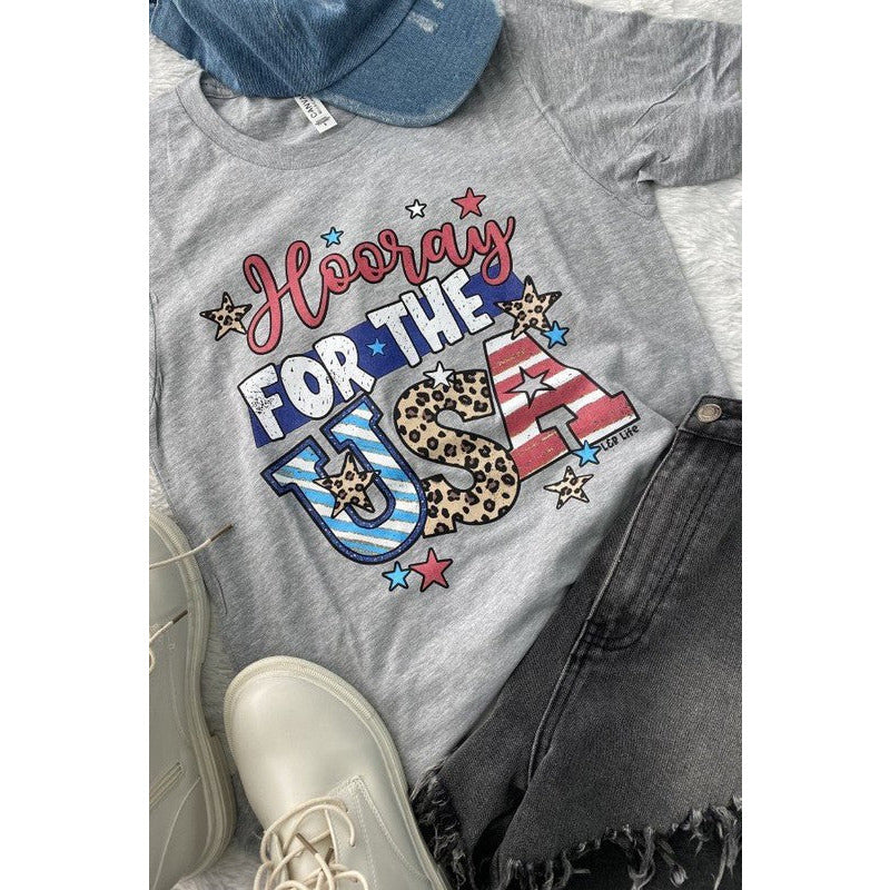 HOORAY FOR THE USA tee in grey