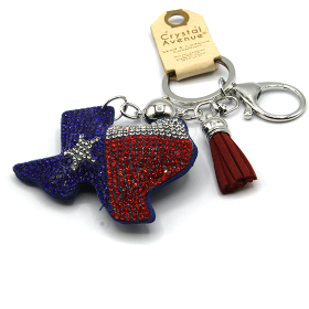 Rhinestone Texas Keychain 2.5"x 2"