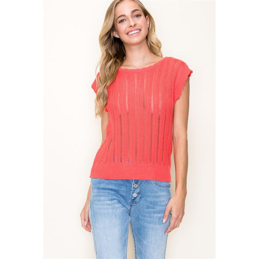 CELEB BOATNECK SWEATER in CORAL 53878