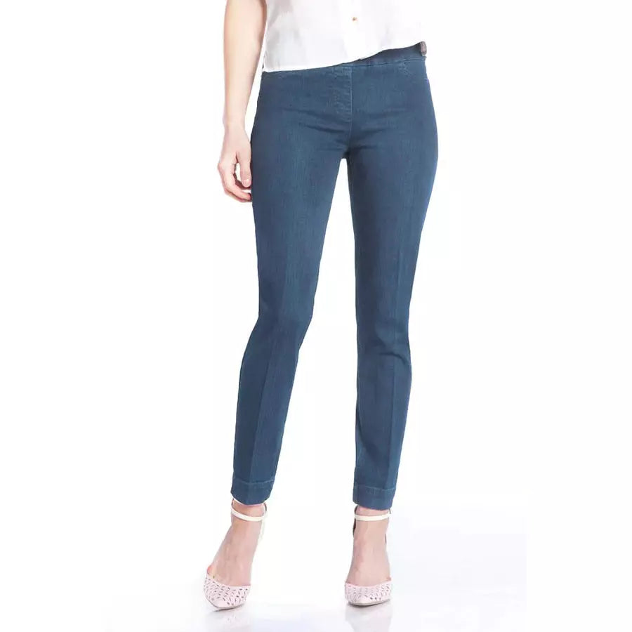 SLIM SATION PANT by MULTIPLES Pull On Ankle w Pockets in DENIM