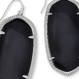 X KENDRA SCOTT DANIELLE STATEMENT EARRINGS in BLACK/RHODIUM