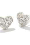 KENDRA SCOTT ARI PAVE CRYSTAL HEART EARRINGS / NECKLACE