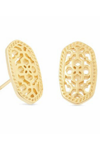 Kendra Scott Ellie Oval Filigree Stud Earrings, Gold