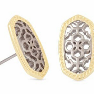 Kendra Scott Ellie Oval Filigree Stud Earrings, Gold