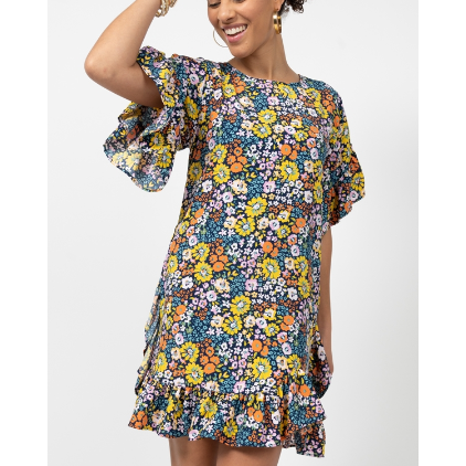 IVY JANE Floral & Flounce Dress 745020 SMALL