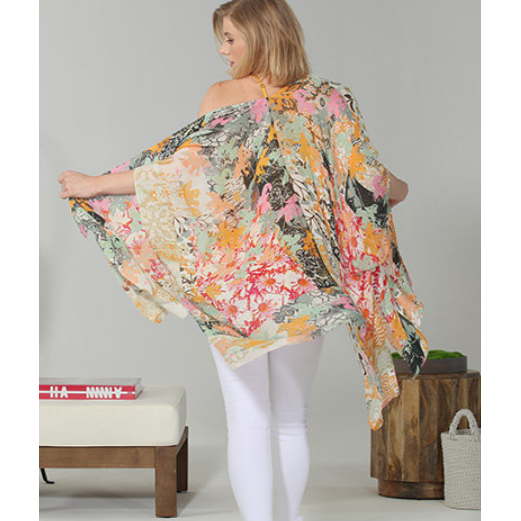 VIV Viscose Slub Multi-Floral Pattern Kimono 3096