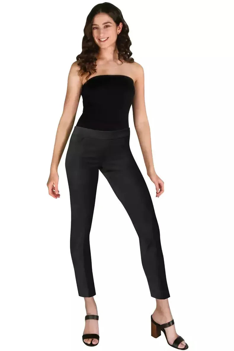 SLIM-SATION PANT by MULTIPLES, Pull-On Ankle w/Pockets BLACK 2623