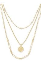 KENDRA SCOTT MEDALLION COIN TRIPLE STRAND ~ Gold