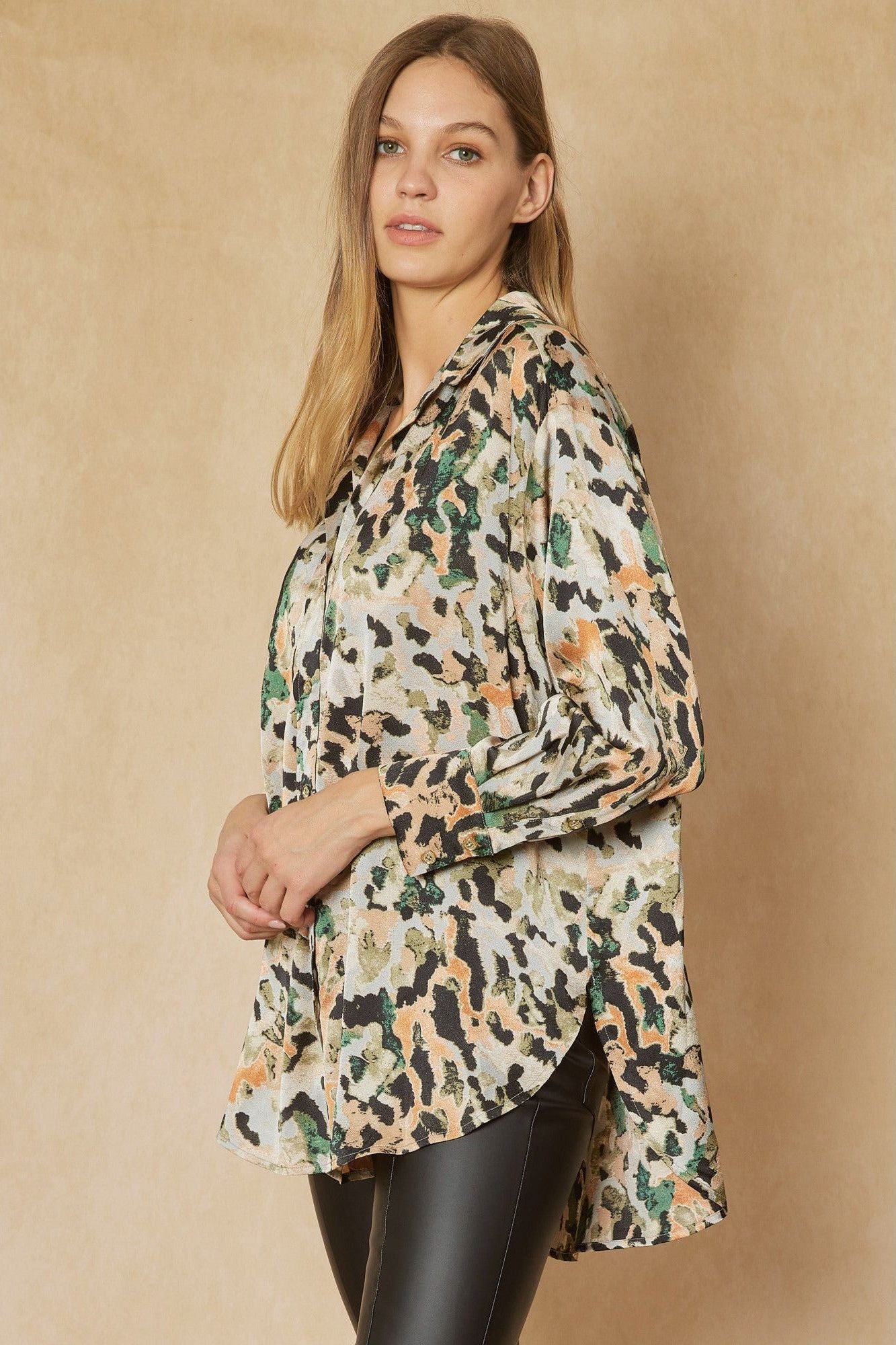 X Haley LONG SLEEVE TOP, MOCHA RUST 19292 MEDIUM