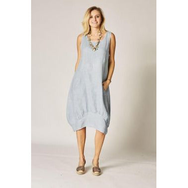 Made in Italy Balloon Dress, Linen ~ 3 COLORS 8228