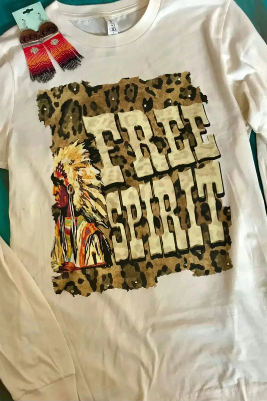 X JC FREE SPIRIT LONG SLEEVE TEE W/BLING