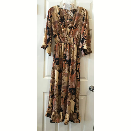 LONG SLEEVE MAXI iN BROWN 956
